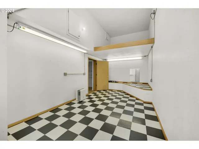 a balcony with wooden floor