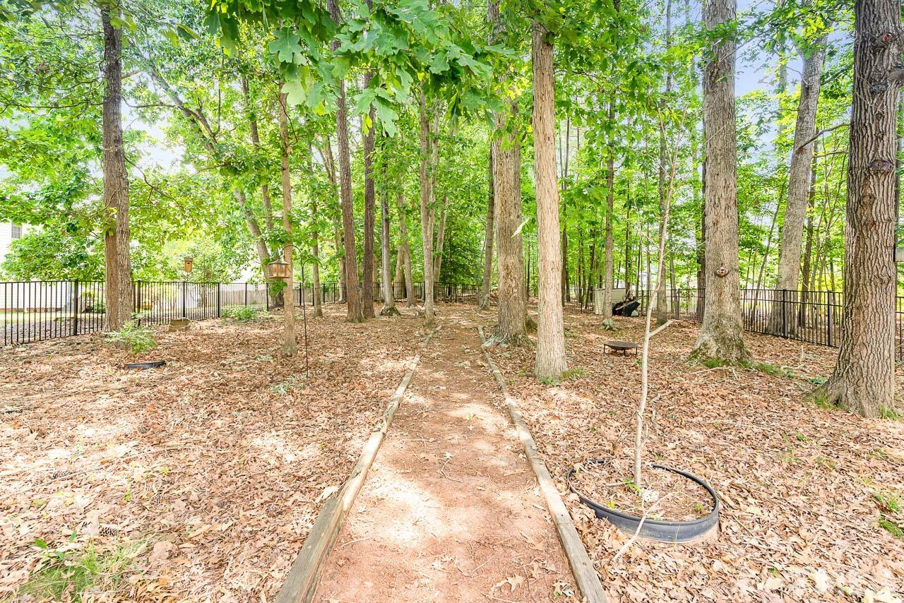 1605 October Road Raleigh, NC 27614 - Photo 11 of 31 a backyard of a house with lots of green space and garden view