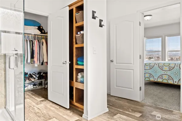 a view of hallway with livingroom and bedroom view