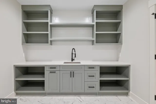 a view of storage and utility room with empty racks
