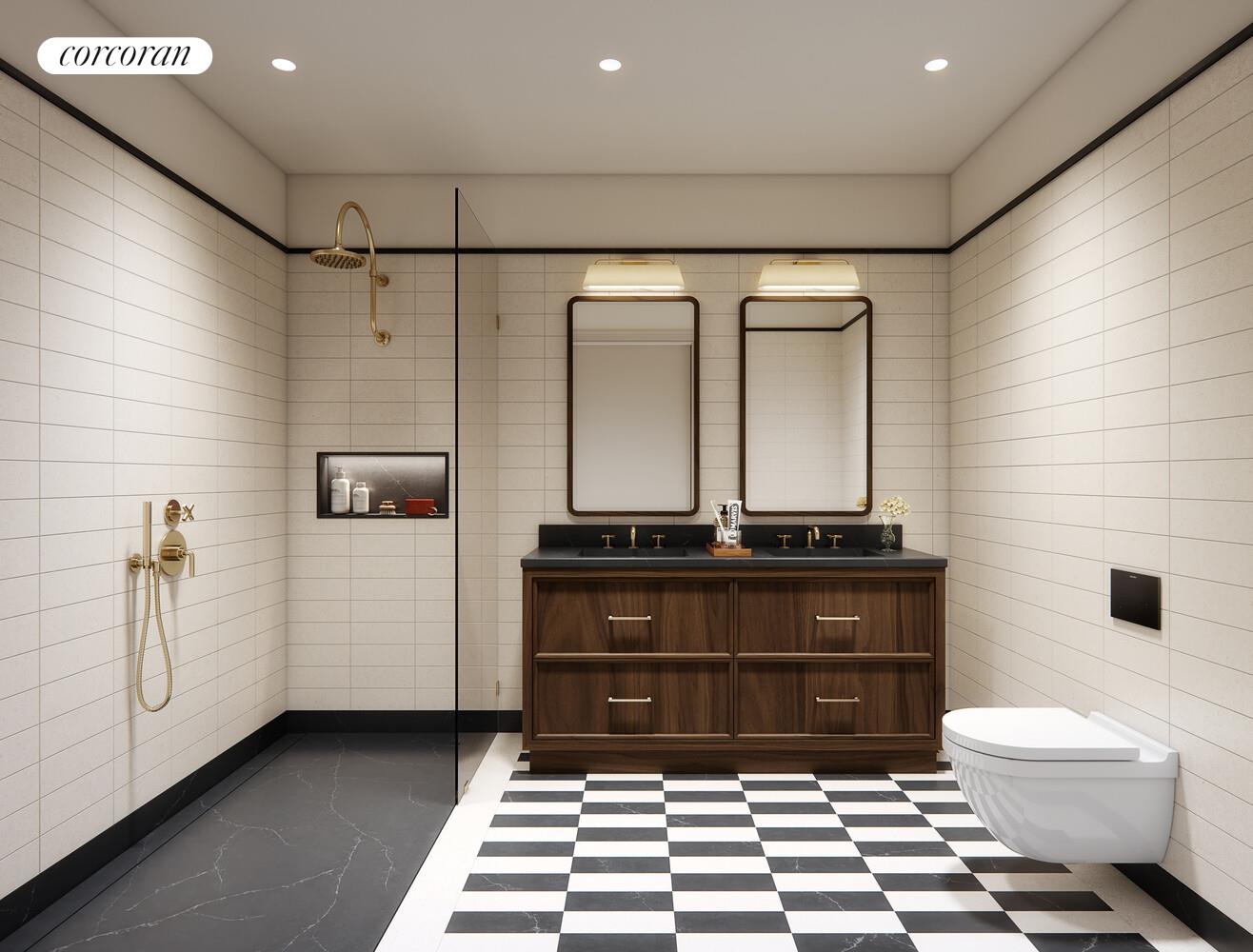 127 Kent Avenue, Unit 3F Brooklyn, NY 11249 - Photo 11 of 13 a bathroom with a sink a toilet and shower