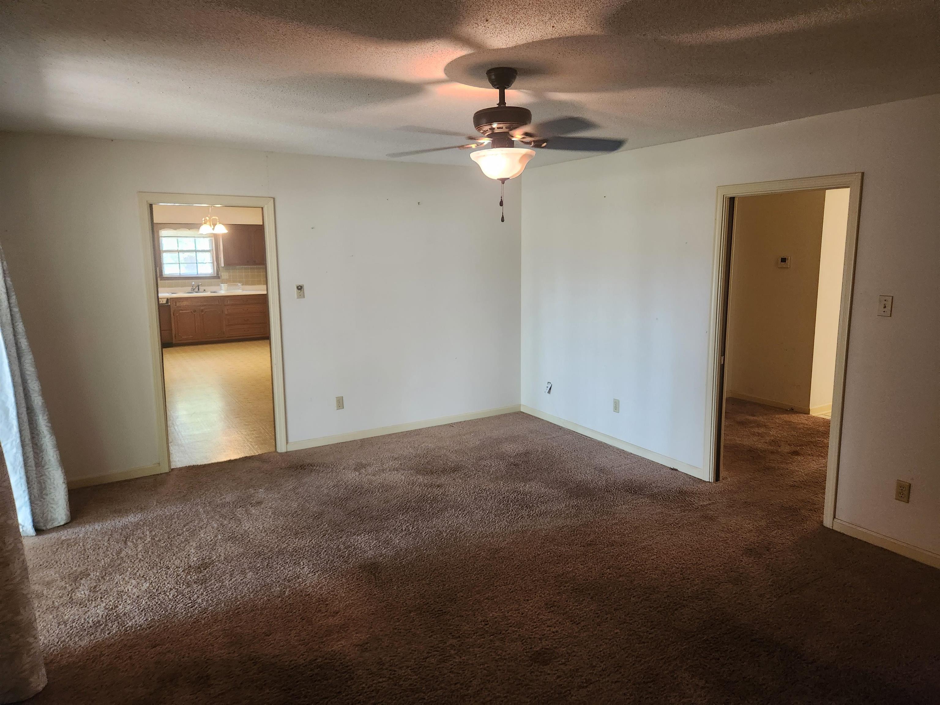 7505 Dexter Road Cordova, TN 38016 - Photo 14 of 27 Unfurnished room featuring a textured ceiling, carpet flooring, and ceiling fan