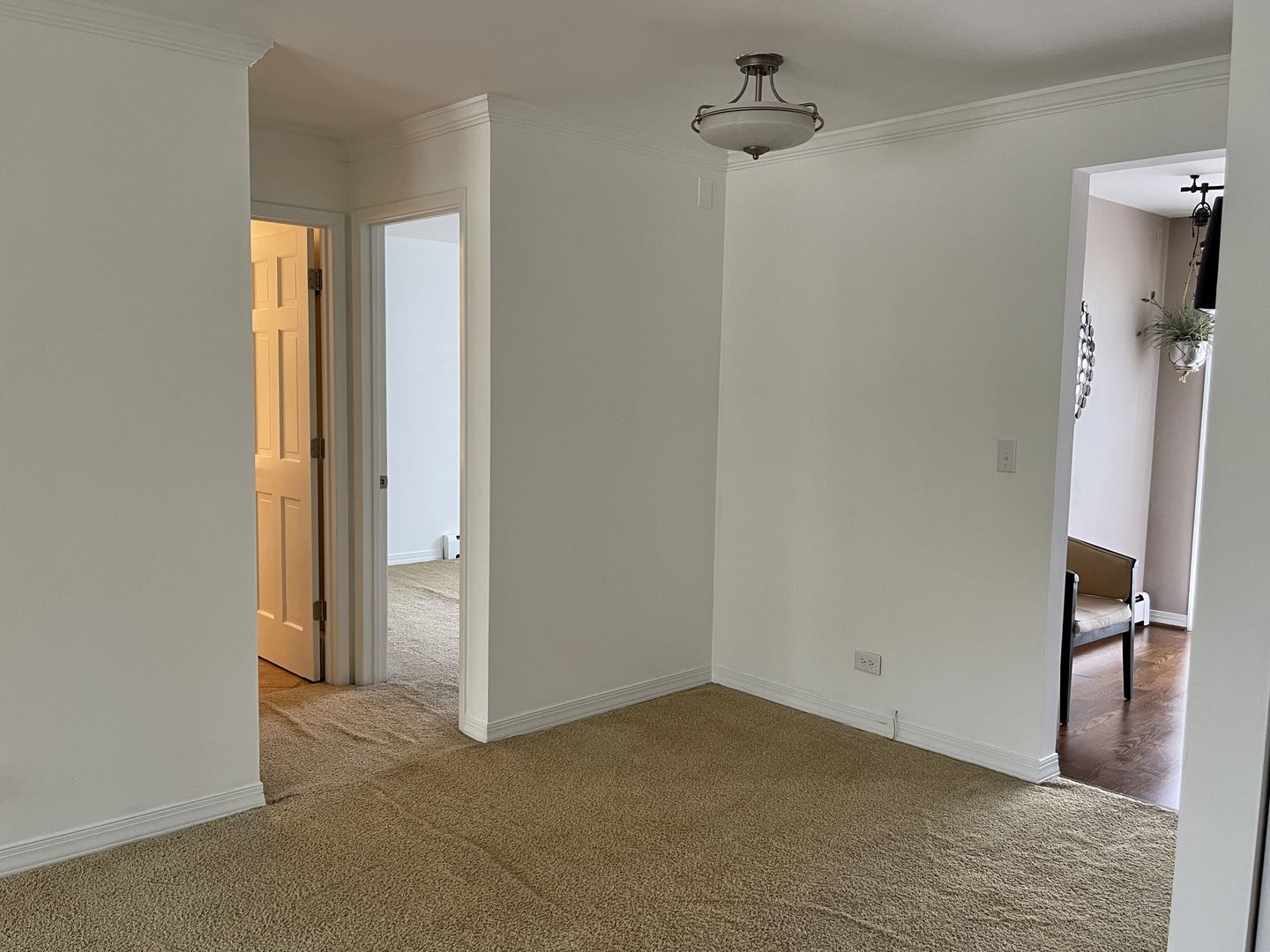 396 Echo Lane, Unit 3 Aurora, IL 60504 - Photo 3 of 20 an empty room with wooden floor and a ceiling fan