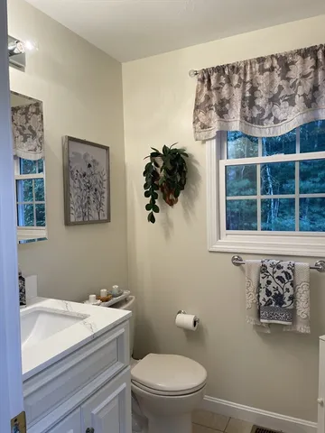 a bathroom with a toilet a sink and a window