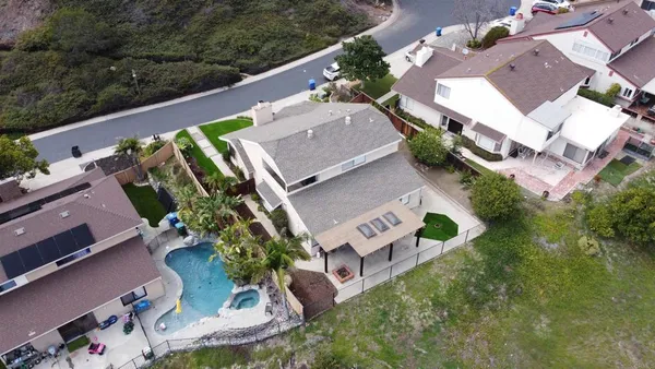 an aerial view of a house