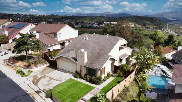 an aerial view of a house