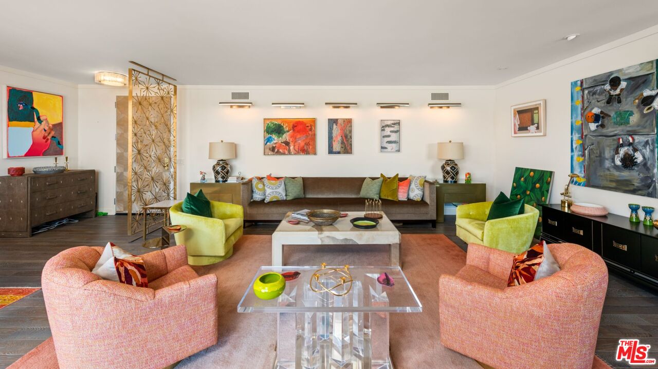 100 South Doheny Drive, Unit PH 1 Los Angeles, CA 90048 - Photo 6 of 31 a living room with furniture and a flat screen tv