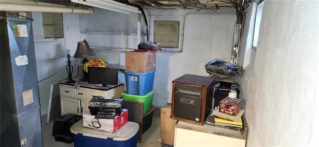 a view of a backyard with large trees