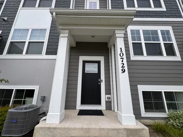 a front view of a house with a window