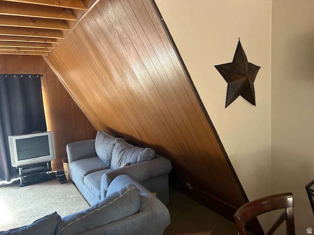 45720 Airport Road Fruitland, UT 84027 - Photo 4 of 22 Living room with wooden walls and lofted ceiling