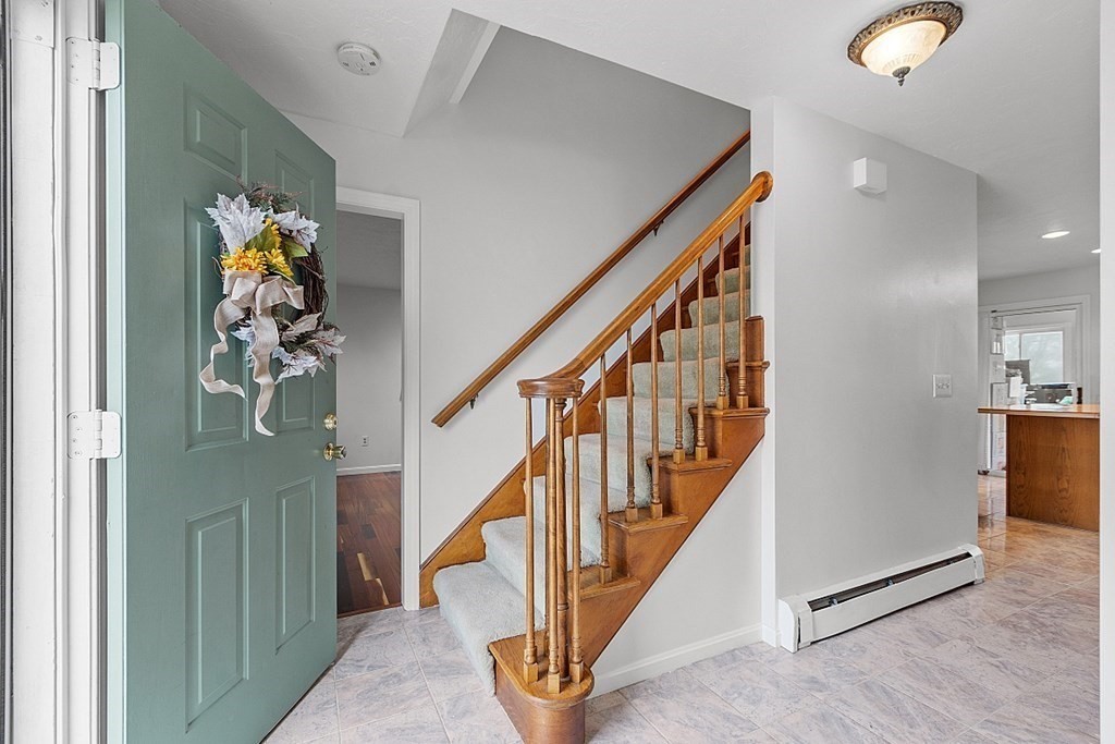 5 Sycamore Drive Rutland, MA 01543 - Photo 23 of 41 a view of staircase with lots of frames on wall and wooden floor