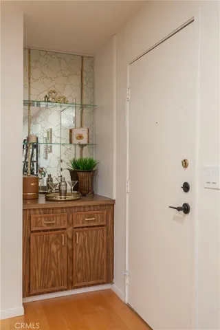 a room with a potted plant