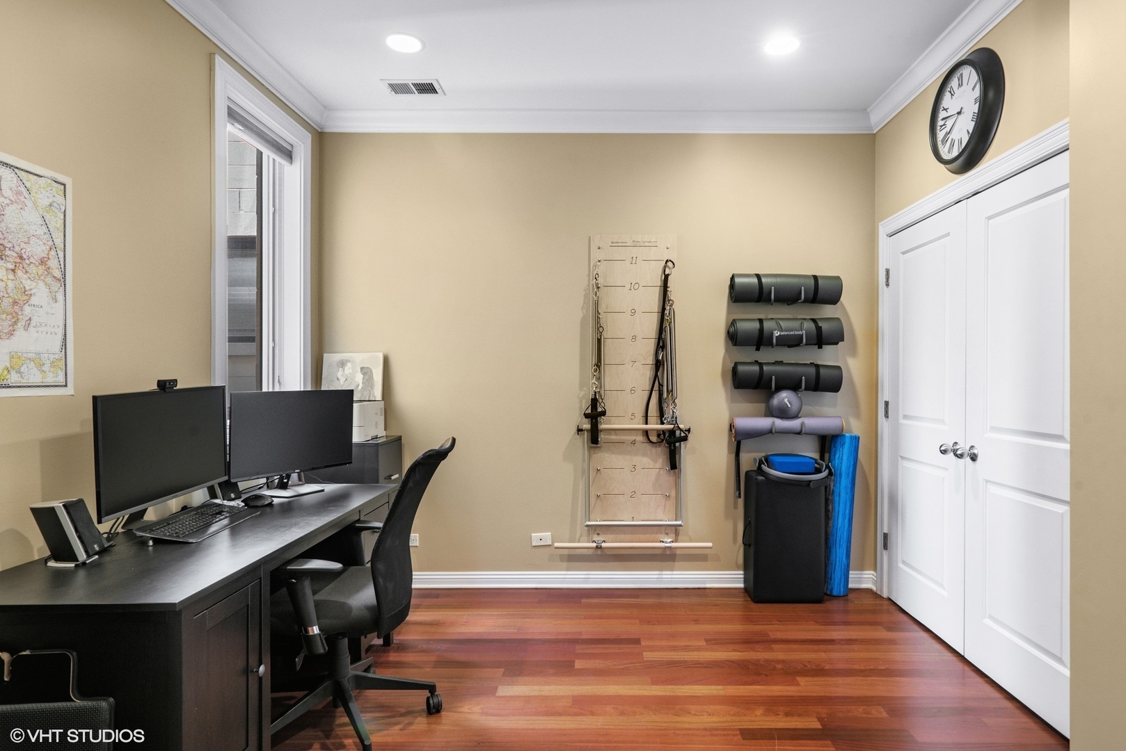 1411 West Chicago Avenue, Unit 3 Chicago, IL 60642 - Photo 15 of 19 a view of a workspace with furniture and wooden floor