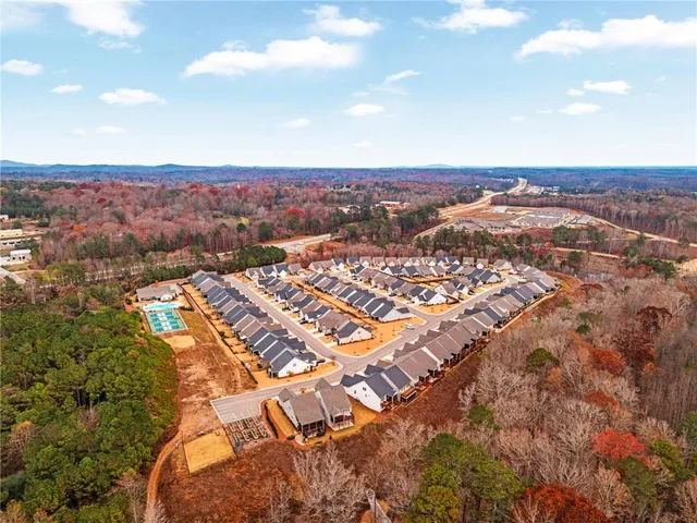 an aerial view of a house
