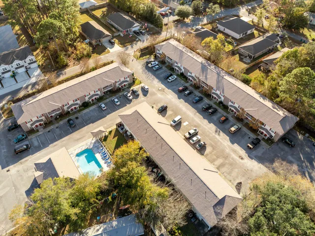 an aerial view of a house