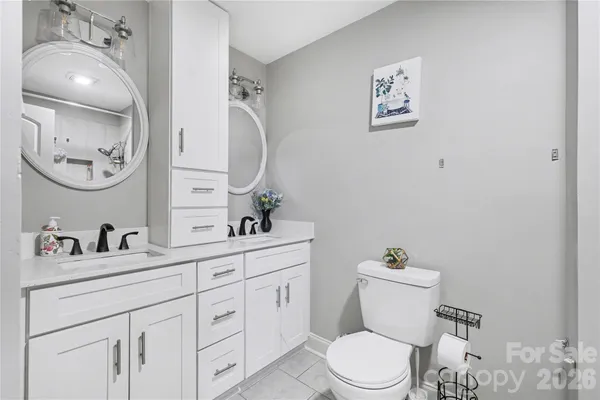 a bathroom with a toilet a sink and mirror