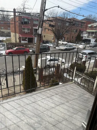 a view of a building with a street