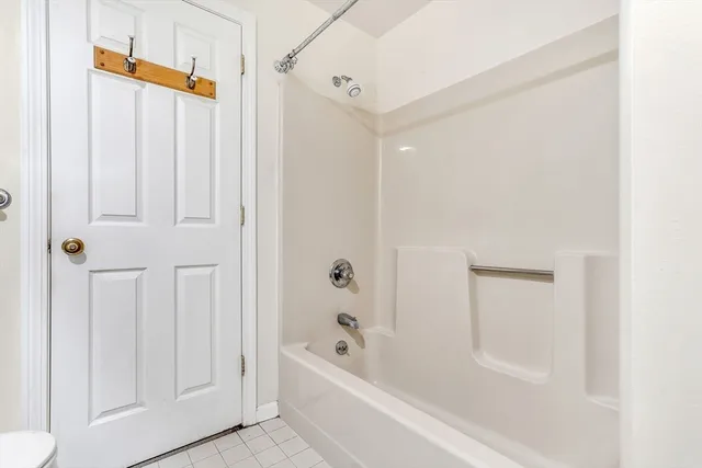 a bathroom with a bathtub