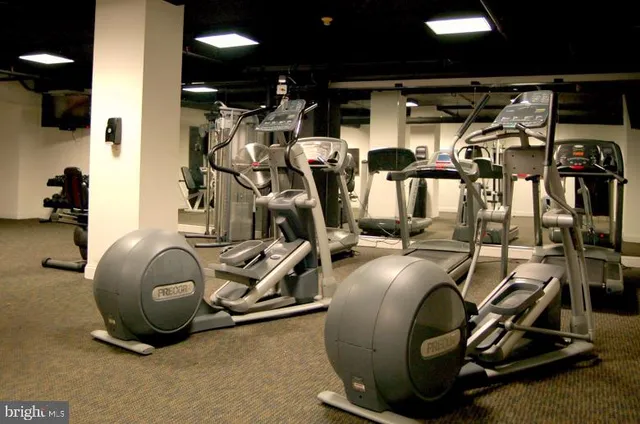 a room with gym equipment