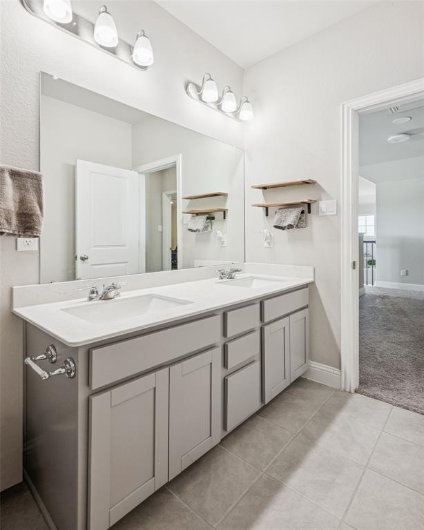 11852 Toppell Trail Fort Worth, TX 76052 - Photo 26 of 32 a bathroom with a sink and a mirror