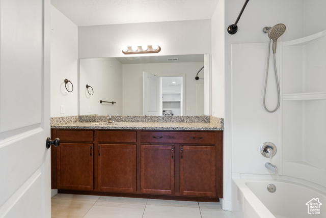3456 South Linden Way Syracuse, UT 84075 - Photo 29 of 50 Full bath with vanity, shower / bathtub combination, and tile patterned floors