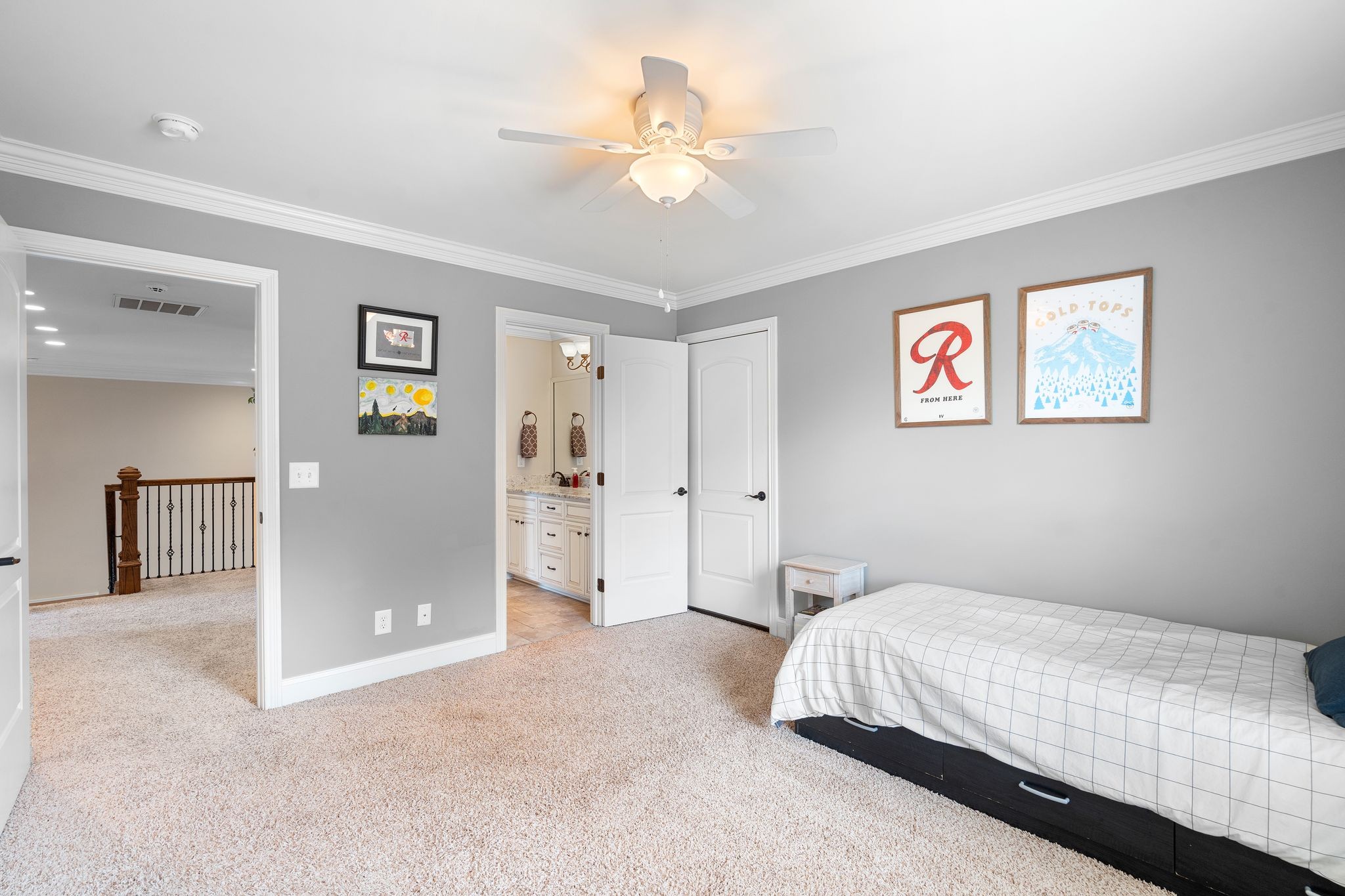 1013 Mires Road Mount Juliet, TN 37122 - Photo 35 of 50 a bedroom with a bed and a chandelier