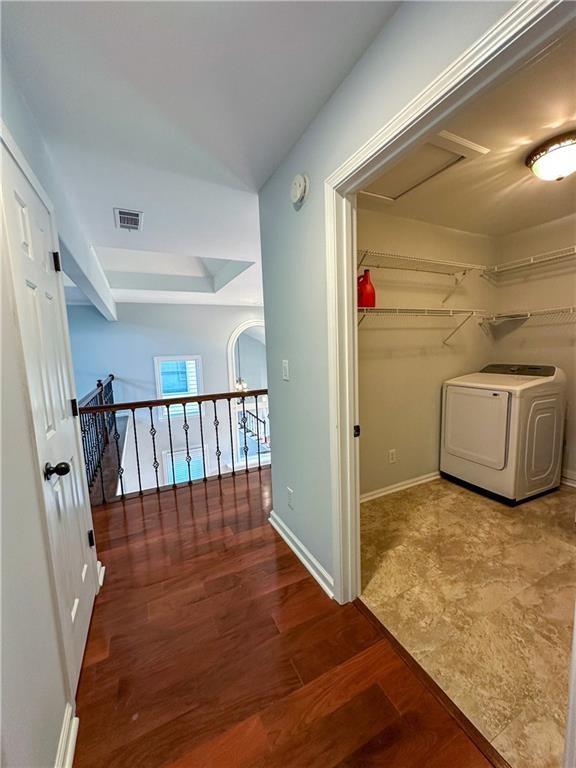 3255 Park Chase Alpharetta, GA 30022 - Photo 24 of 27 a view of a hallway with wooden floor and staircase