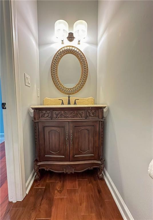 3255 Park Chase Alpharetta, GA 30022 - Photo 9 of 27 a bathroom with a granite countertop sink and a mirror