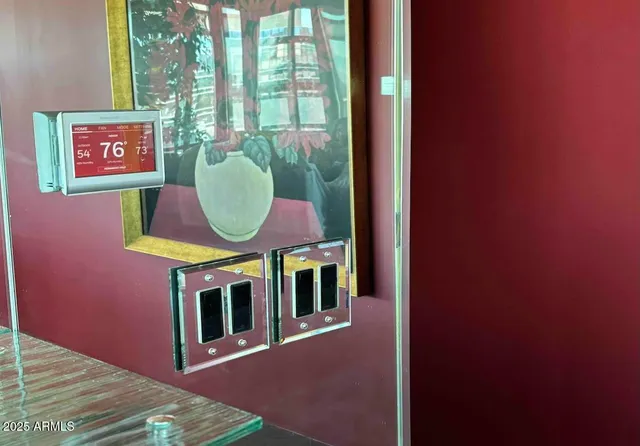 a picture of a bench in a room