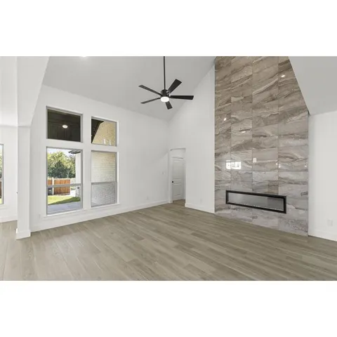 a view of workspace with wooden floor