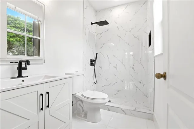 a bathroom with a bathtub