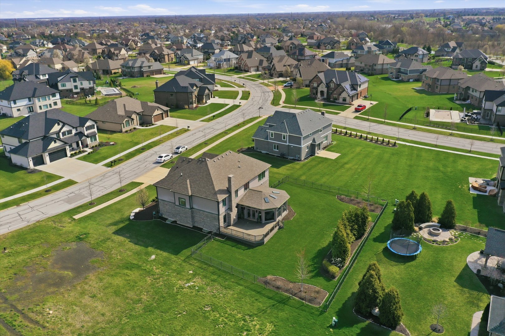 8613 High Stone Way Frankfort, IL 60423 - Photo 49 of 57 an aerial view of a house with a swimming pool big yard and large trees