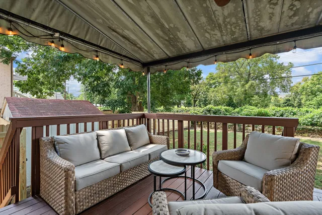 a view of a wooden deck