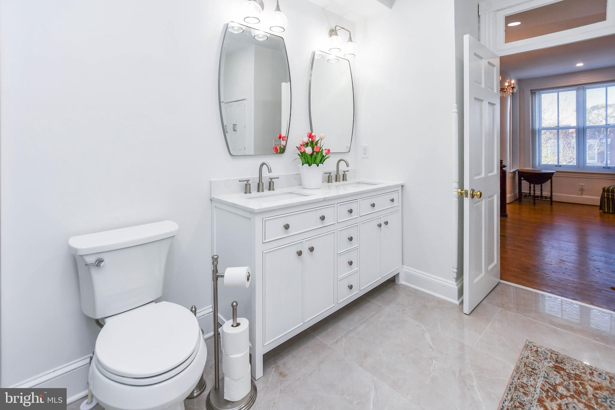 34 R Street Northeast Washington, DC 20002 - Photo 56 of 74 a bathroom with a toilet a sink and a mirror