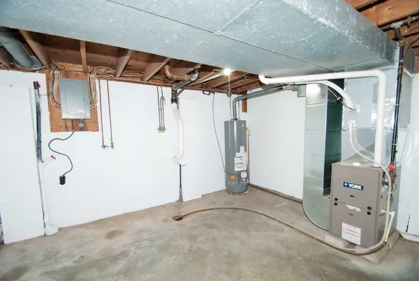 a view of a room with wooden walls