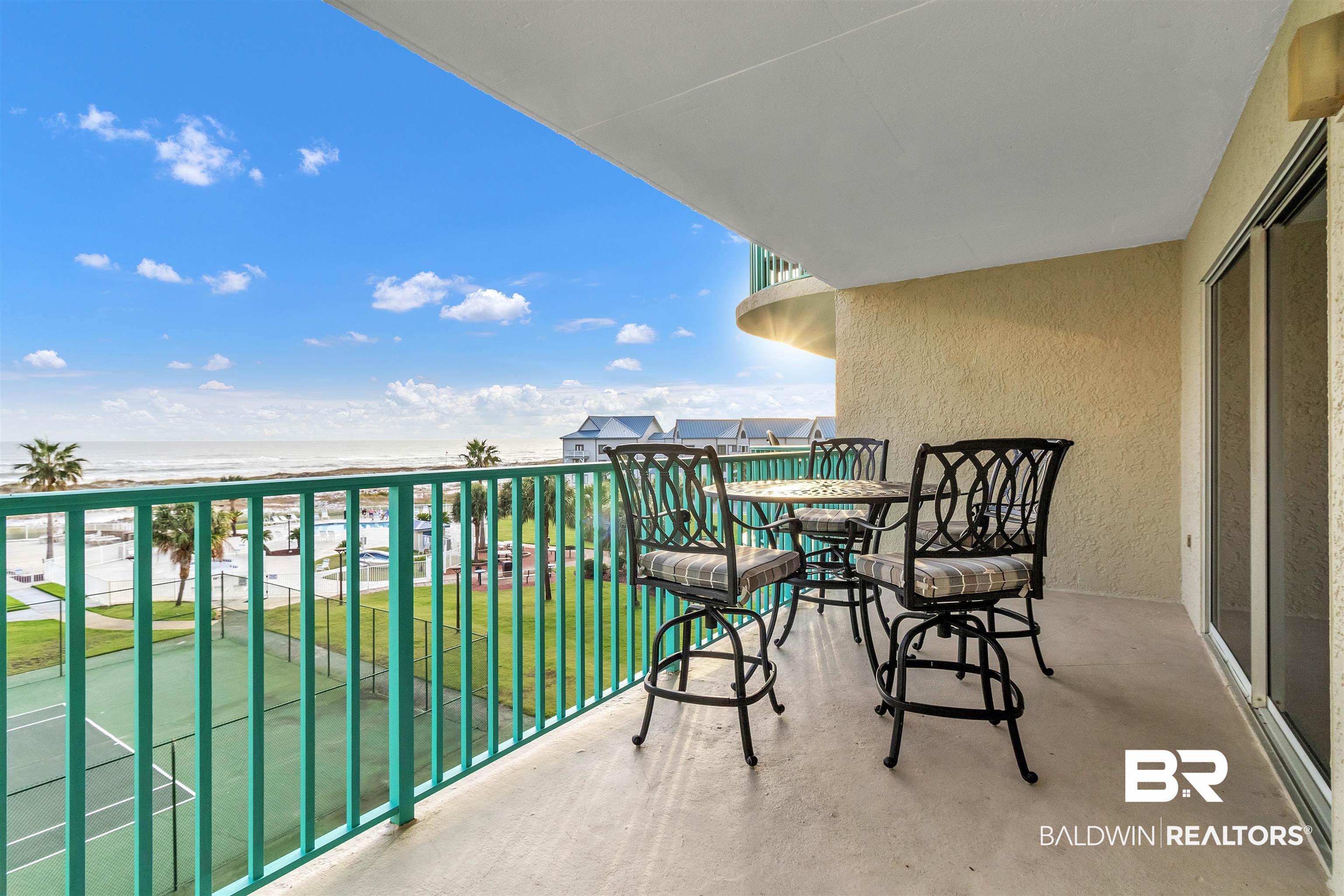 645 Plantation Road, Unit 6404 Gulf Shores, AL 36542 - Photo 15 of 21 SPACIOUS BALCONY WITH DIRECT BEACH & GULF VIEWS. ALSO, VIEWS OF THE POOLS & TENNIS COURTS