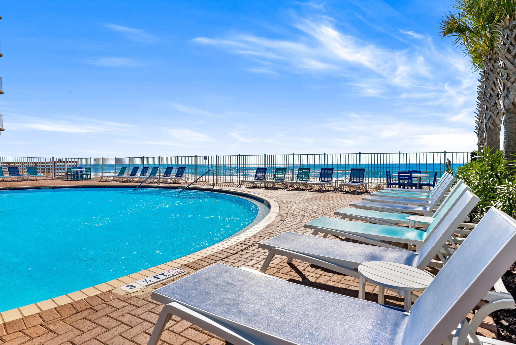 16819 Front Beach Road, Unit 405 Panama City Beach, FL 32413 - Photo 30 of 48 a view of swimming pool with outdoor seating and city view