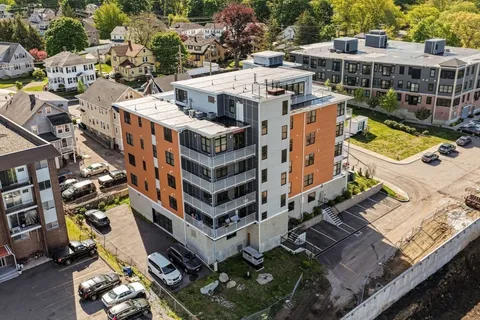 an aerial view of a building