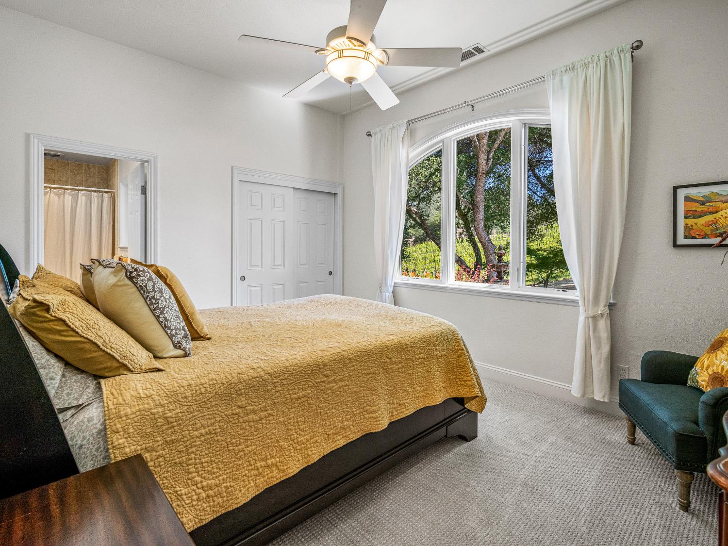 5080 Gold Hill Road Placerville, CA 95667 - Photo 22 of 63 Guest bedroom suite overlooking entry plaza. Dedicated bathroom to the left.