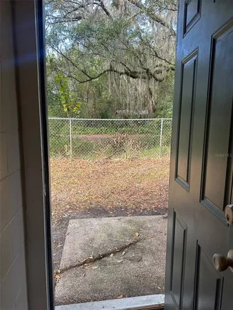 a view of a yard with a tree
