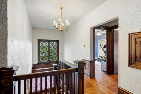 a view of a hallway view with living room