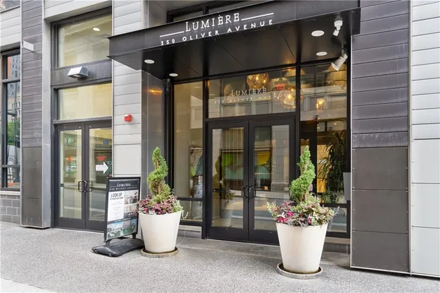 a view of lobby with chair and flower pot