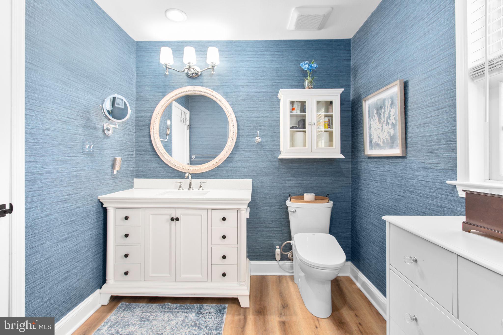 28896 Horseshoe Road Culpeper, VA 22701 - Photo 16 of 36 a bathroom with a toilet a sink and a mirror