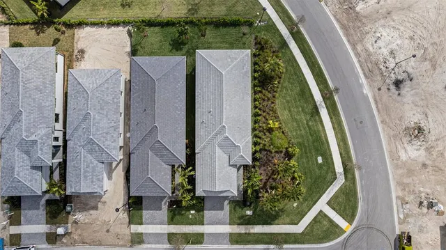an aerial view of a house