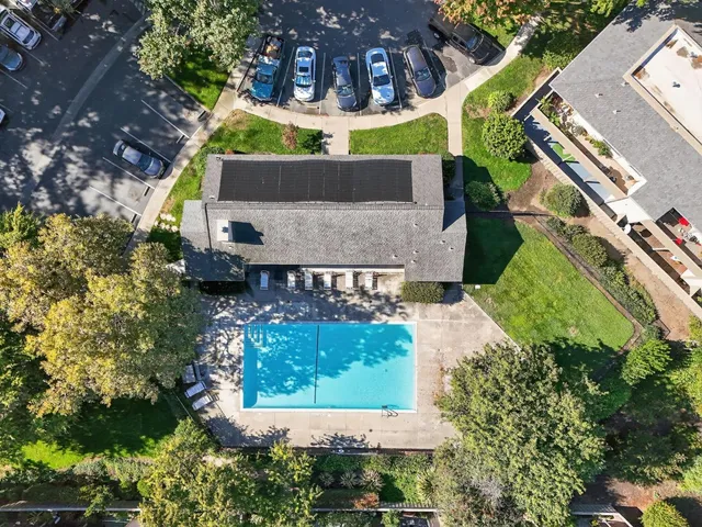 an aerial view of a house