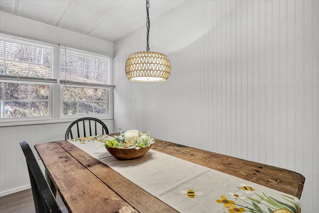 a view of a dining area with furniture