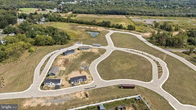 an aerial view of a swimming pool