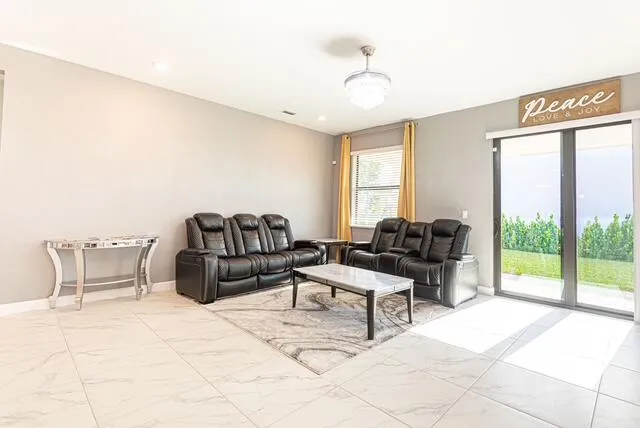 a living room with furniture