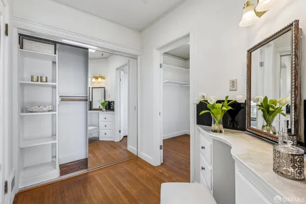 a view of a room that has a window in it