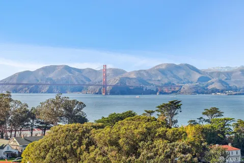 a view of a lake with a mountain in the background